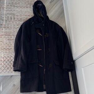 LL Bean Men's Black Hooded Duffle Coat